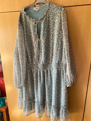 Vestido floral manga short mujer