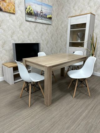 Mesa y 4 Sillas Comedor Madera