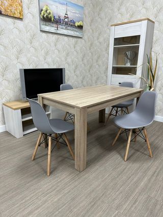 Mesa y 4 Sillas Comedor Madera
