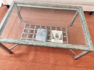 Mesa centro forja y cristal