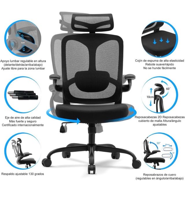 Silla de Oficina Ergonómica Magic Life Negra