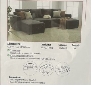 Sofá chaise longue doble con almacenamiento