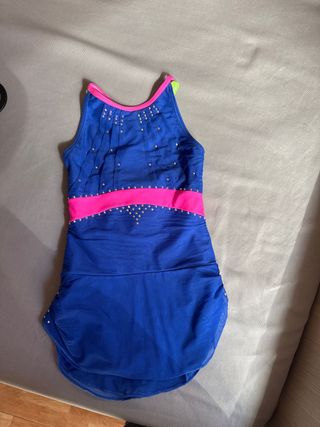 Maillot de gimnasia azul y rosa