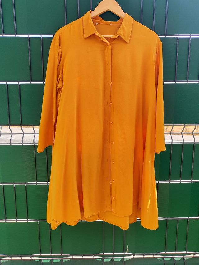 Vestido camisero premamá mostaza otoñal