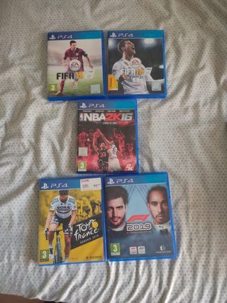 Lote Juegos PS4: FIFA 15, 18, NBA 2K16, F1 2019, T