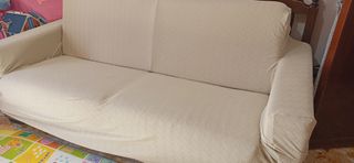 Copridivano beige in tessuto 3 posti