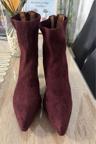 Botines tacón mujer burdeos