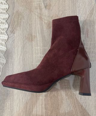 Botines tacón mujer burdeos