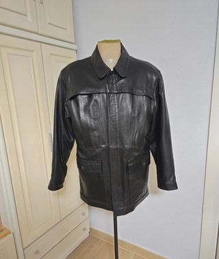 Chaqueta de cuero negra hombre
