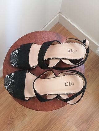 Sandalias de tacón negras mujer talla 38