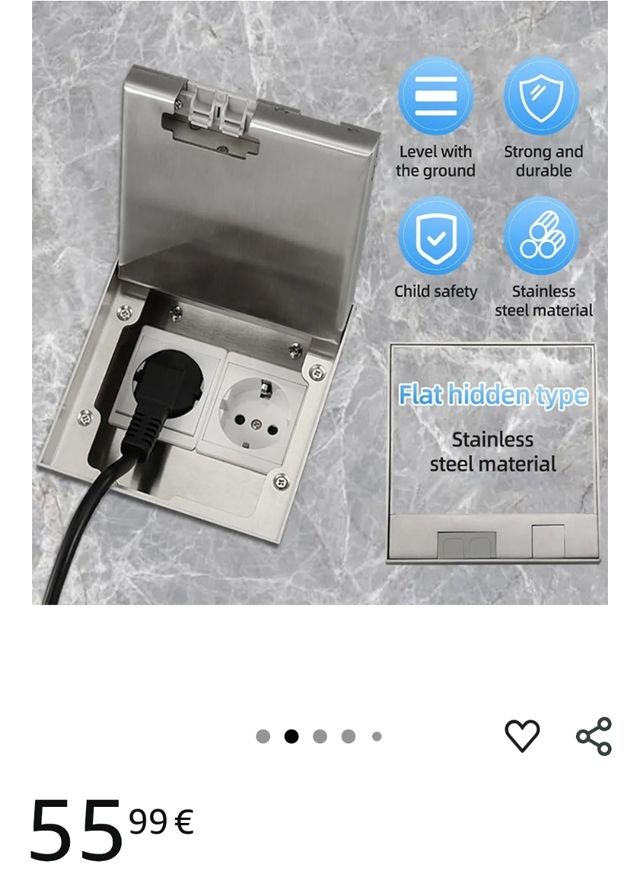 Base a presa integrata in acciaio inossidabile