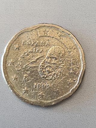 Moneda 20 céntimos Cervantes 1999 defectuosa