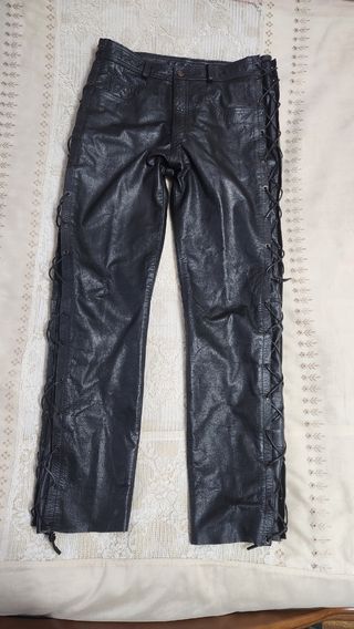 Pantalón Motero Negro Unisex con Cordones