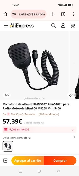 Micrófonos Motorola RMN 5107B  18€ unidad