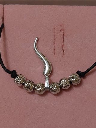 Collana cornetto oro bianco con strass