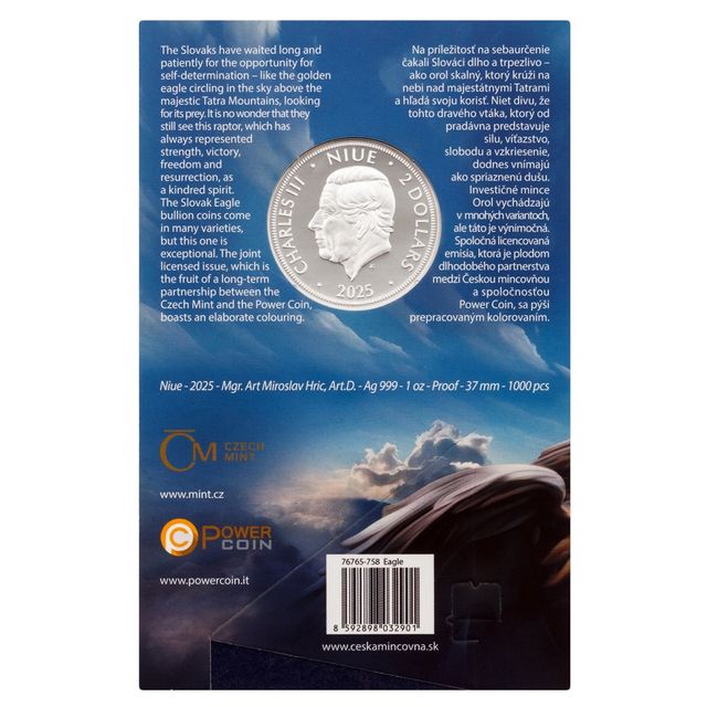 Moneda Plata 1 Oz 9999 SLOVAK EAGLE 2025 PROOF