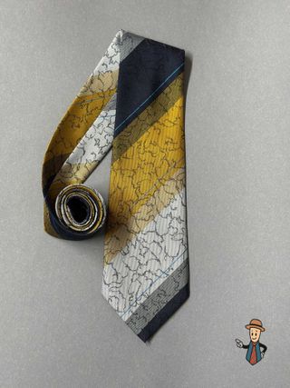 Corbata Diseño Bloques Poliéster Negro y Dorado