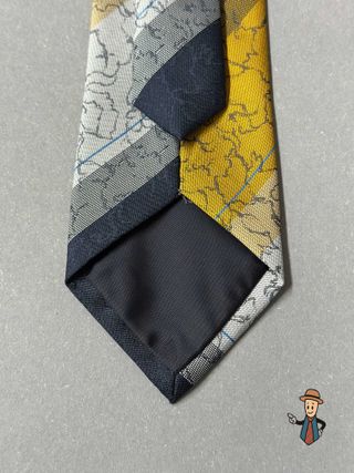 Corbata Diseño Bloques Poliéster Negro y Dorado