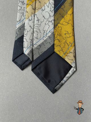 Corbata Diseño Bloques Poliéster Negro y Dorado