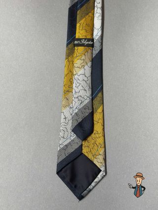 Corbata Diseño Bloques Poliéster Negro y Dorado