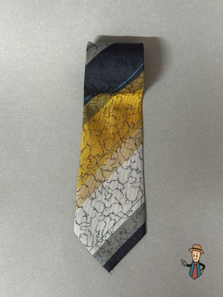 Corbata Diseño Bloques Poliéster Negro y Dorado