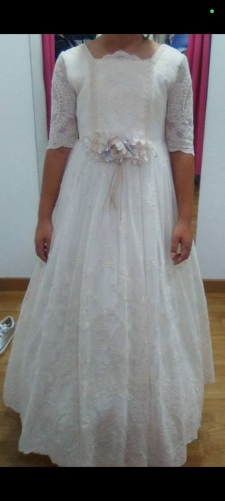 Traje Comunión Niña Encaje Flores