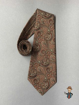 Corbata Paisley Poliéster Marrón y Dorado
