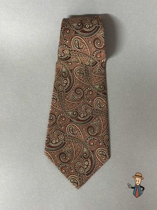 Corbata Paisley Poliéster Marrón y Dorado