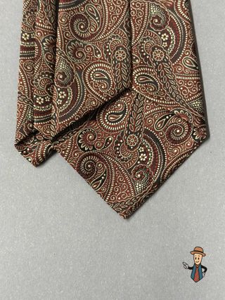 Corbata Paisley Poliéster Marrón y Dorado