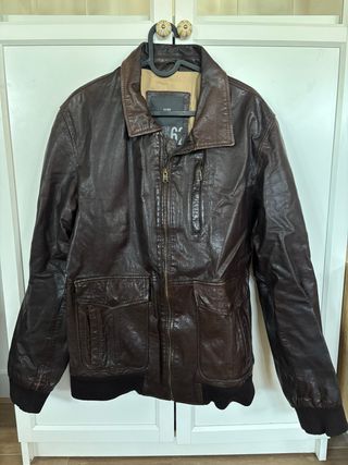 Cazadora vintage cuero marrón