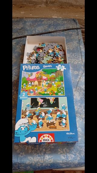Escuchó ofertas Puzzle Los Pitufos Educa 2x100 pie