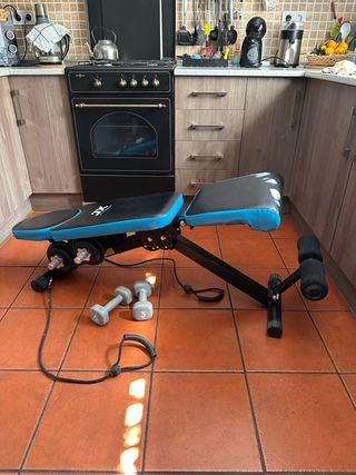 Banco de Gimnasio ajustable y Mancuernas