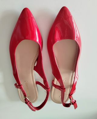 Zapatos planos charol rojo