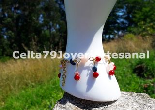 Pulsera artesanal lapislázuli y cuarzo rosa