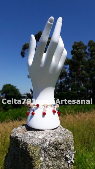Pulsera artesanal lapislázuli y cuarzo rosa