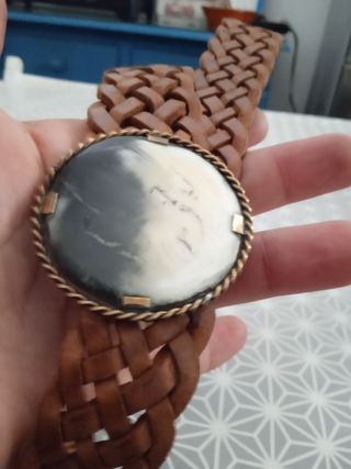 Cinturón piel trenzado asta multicolor