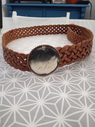 Cinturón piel trenzado asta multicolor