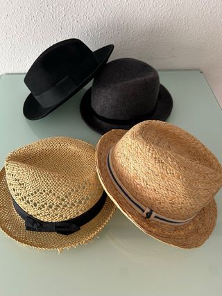 Lote 4 Sombreros: Negro, Gris y Paja