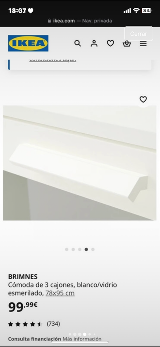 comoda cajones ikea blanca modelo BRIMNES