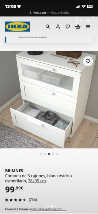 comoda cajones ikea blanca modelo BRIMNES