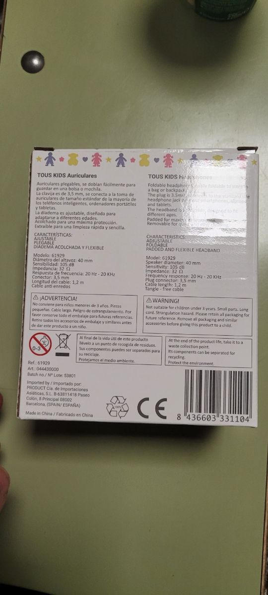 Auriculares de la firma Tous. Ajustables de tamaño