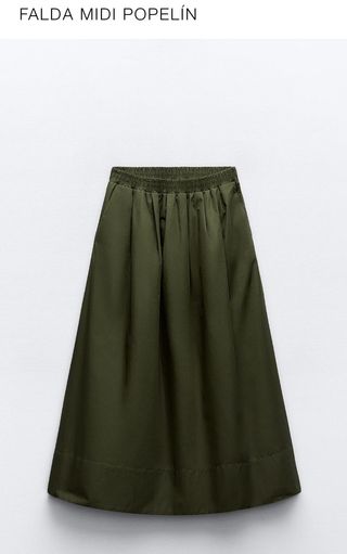 Falda midi Zara verde