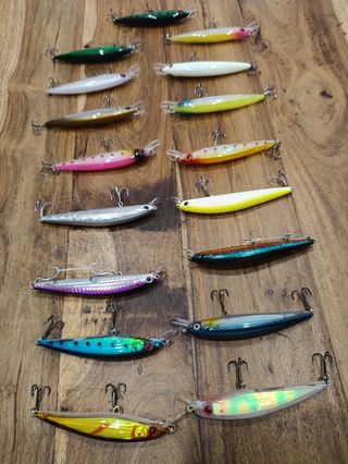 señuelos pesca 12gr spinning muestras caña carrete