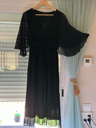 Vestido largo negro Massimo Dutti