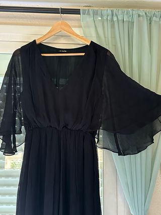 Vestido largo negro Massimo Dutti