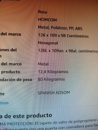 Cama elástica infantil rosa para niños 