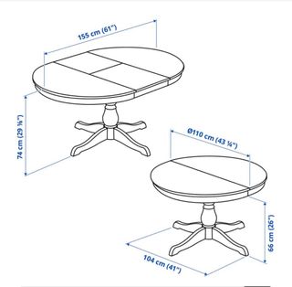 Mesa redonda extensible blanca