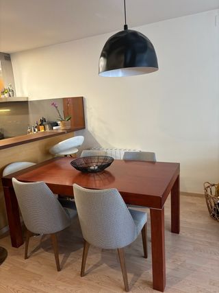 4 Sillas Comedor Modernas Tela y Madera