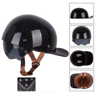 Casco Moto Calota con Visera Negro talla M