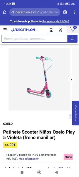 Patinete Oxelo Play 5 Violeta